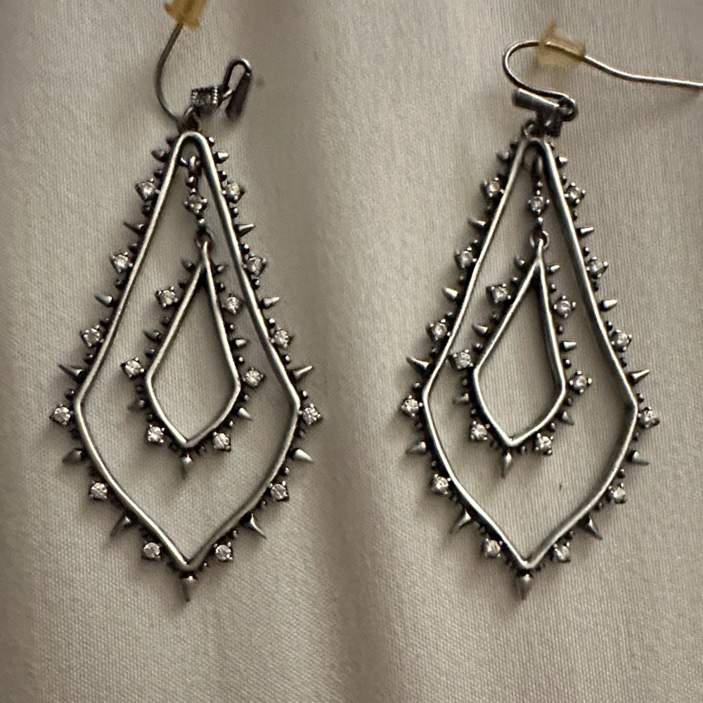 Kendra Scott Silver Earrings with Crystal Details